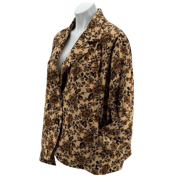 Free People Women’s Medium Cali Blazer Floral Print Boxy Brown Jacket NWT $168 - Picture 4 of 13